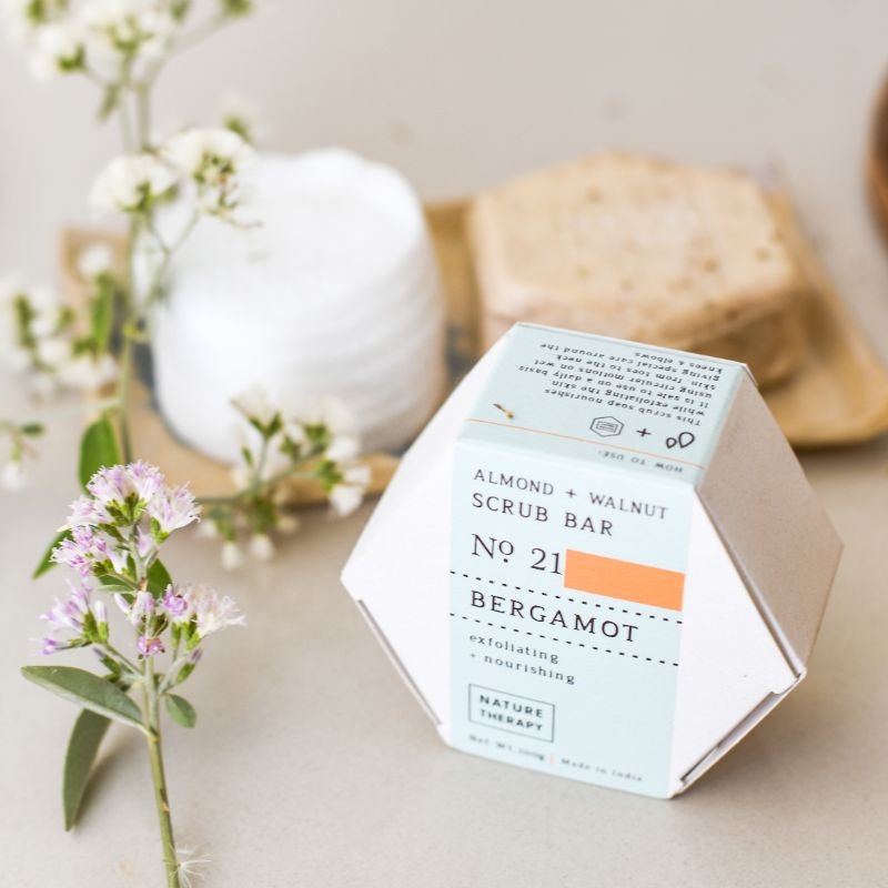 Orgenik: Almond + Walnut Scrub Soap from brand Nature Therapy