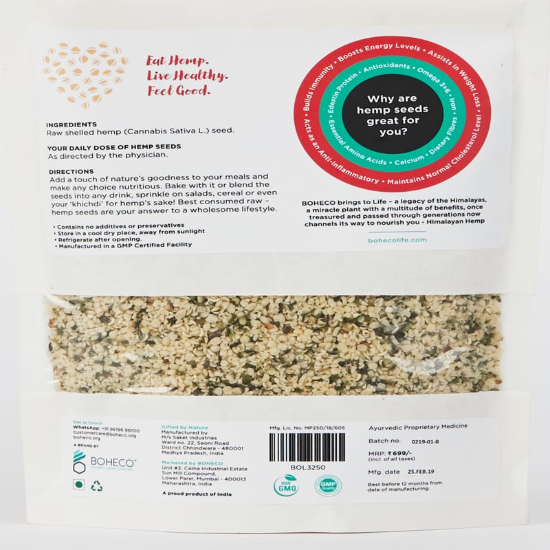 Orgenik: Shop Hemp Hearts 250g from the brand Boheco Life