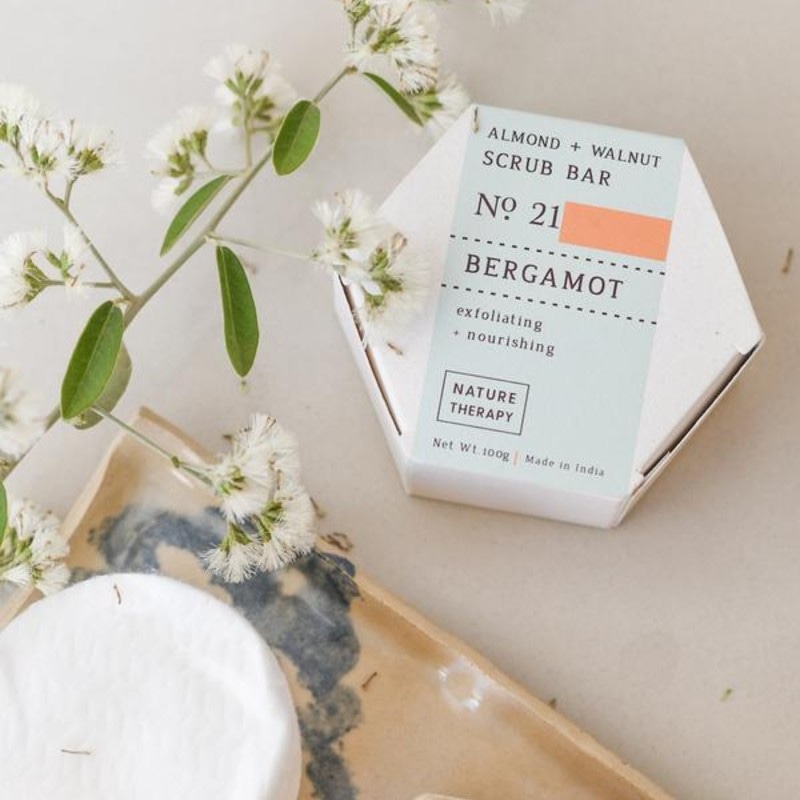 Orgenik: Almond + Walnut Scrub Soap from brand Nature Therapy