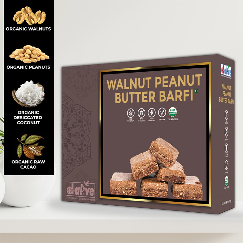 Orgenik: Shop Walnut Peanut Butter Burfi from brand D-Alive