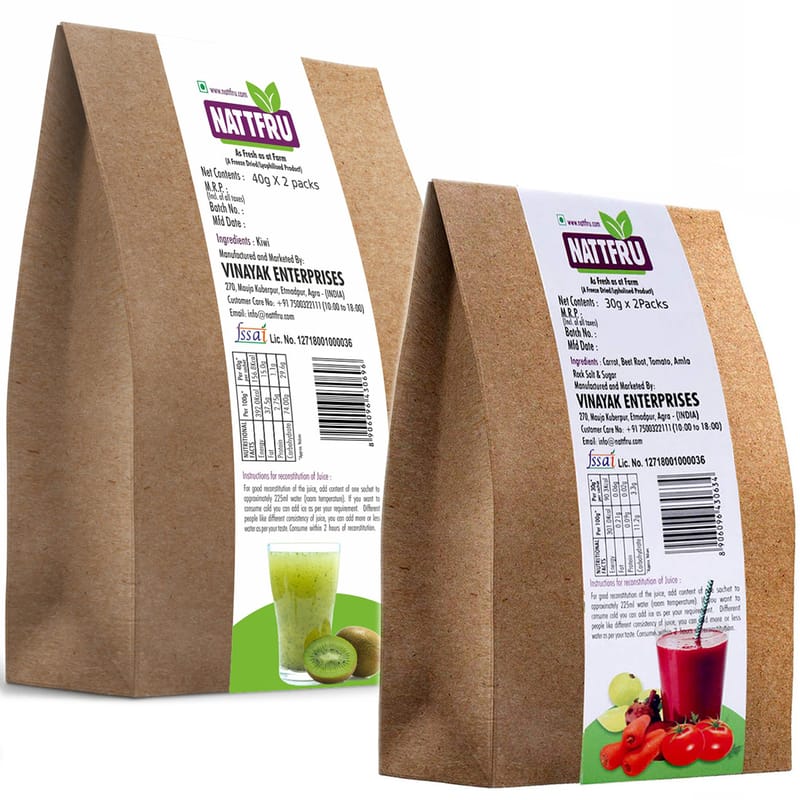 Orgenik: Shop Natural Kiwi and Vegetable Juice Powder - Combo Pack (80g + 60g) from the brand Nattfru