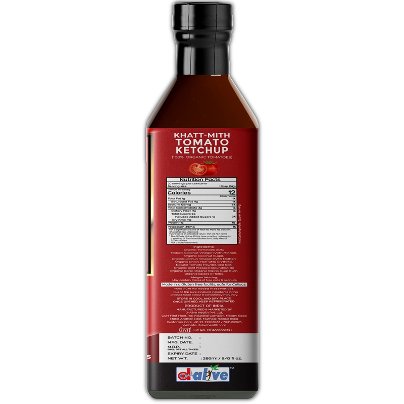 Orgenik: Shop Khatt-Mith Tomato Ketchup from brand D-Alive