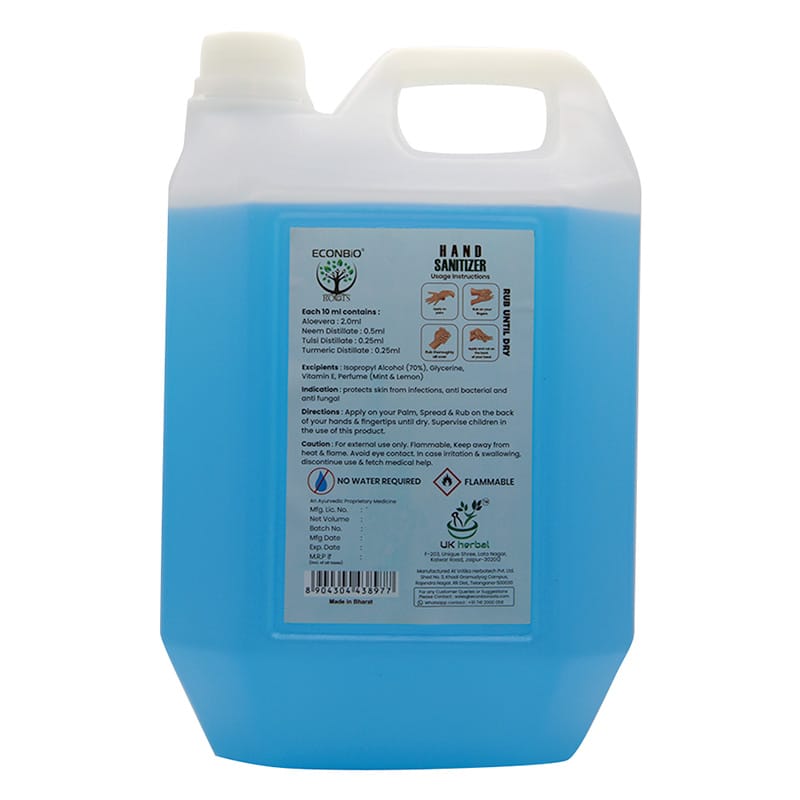Orgenik: Shop Elovra Liquid Hand Sanitizer 5 Ltr - ECONBIO ROOTS from the brand ECONBIO ROOTS