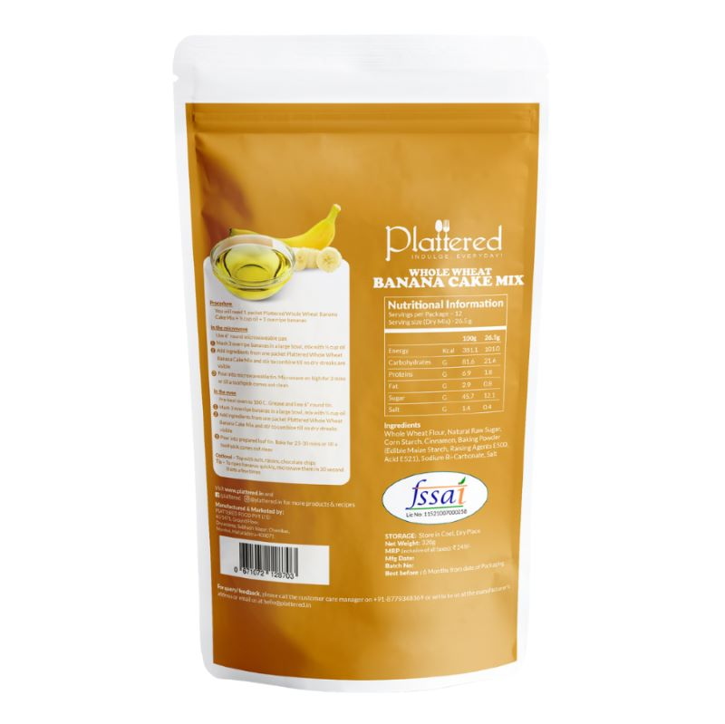 Orgenik: Shop Whole Wheat Banana Cake Mix from the brand Plattered