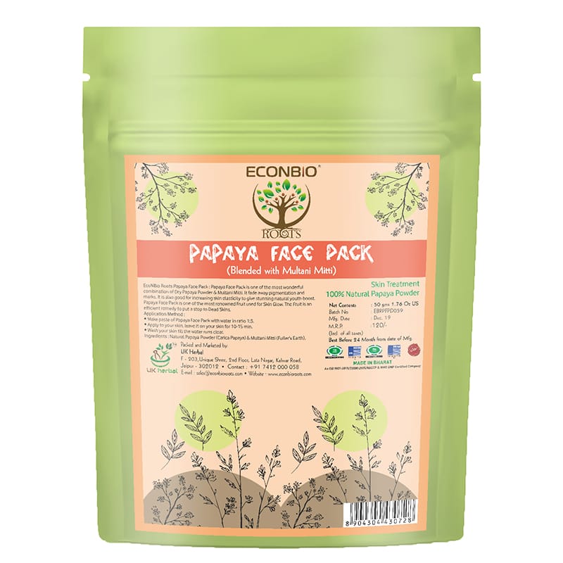 Orgenik: Shop Papaya Face Pack 50g (Pack Of 3) - ECONBIO ROOTS from the brand ECONBIO ROOTS