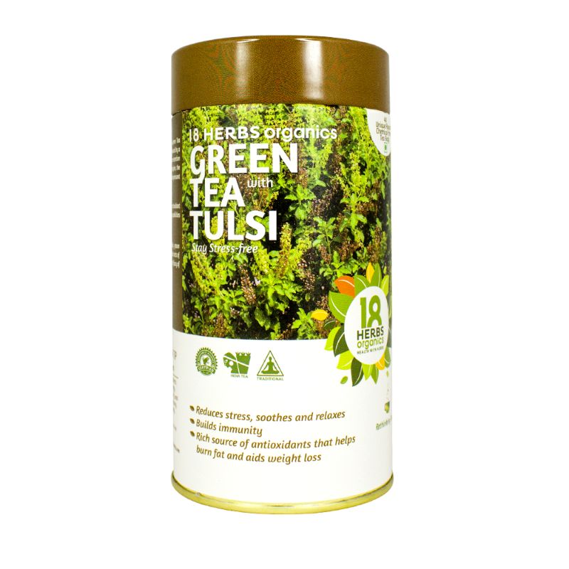 Orgenik: Green Tea with Tulsi from brand 18 Herbs Organics