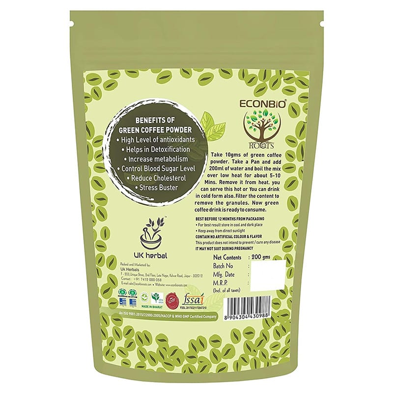 Orgenik: Shop Green Coffee Powder 200g - ECONBIO ROOTS from the brand ECONBIO ROOTS