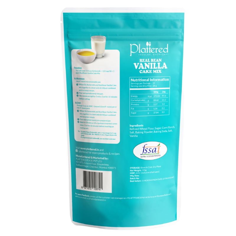 Orgenik: Shop Real Bean Vanilla Cake Mix from the brand Plattered