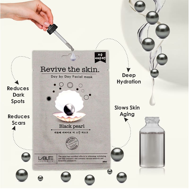 Orgenik: Shop Labute Black Pearl Facial Sheet Mask (Pack Of 5) - ECONBIO ROOTS from the brand ECONBIO ROOTS
