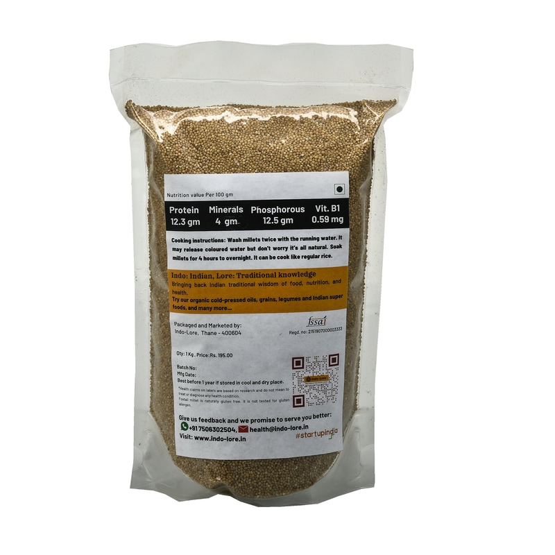Orgenik: Organic Whole Grain foxtail Millet from brand Indo-Lore