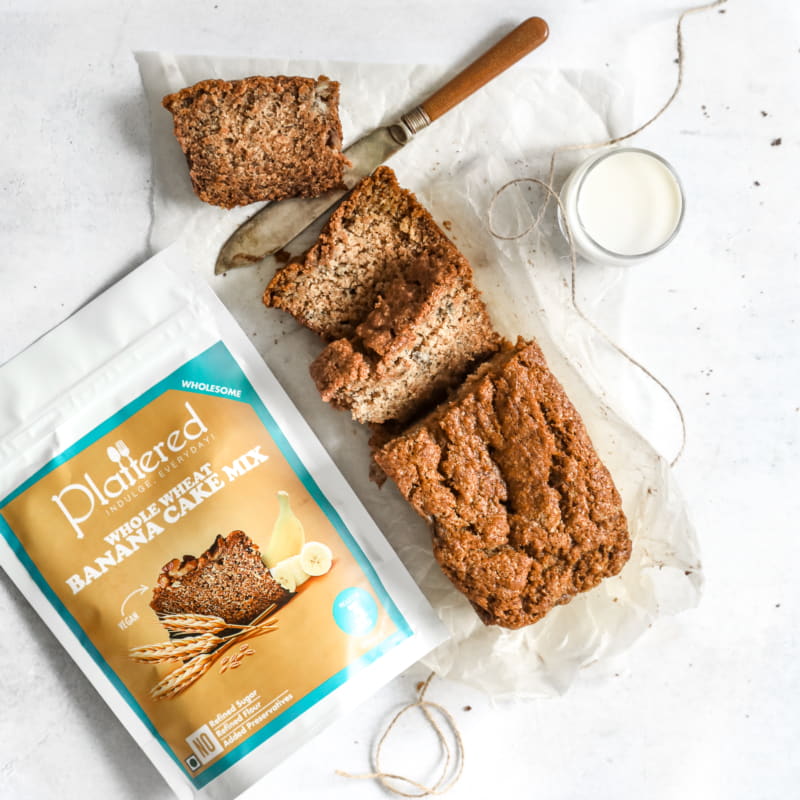 Orgenik: Shop Whole Wheat Banana Cake Mix from the brand Plattered