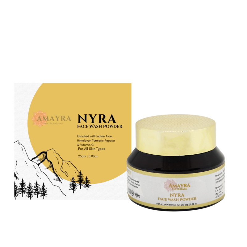 Orgenik: Shop Nyra Face Wash Powder Exfoliates & Brightens Turmeric +Aloe+ VitC - from the brand Amayra Naturals
