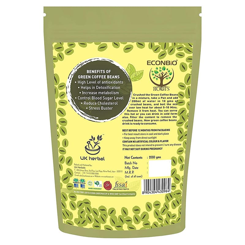 Orgenik: Shop Green Coffee Beans 200g - ECONBIO ROOTS from the brand ECONBIO ROOTS