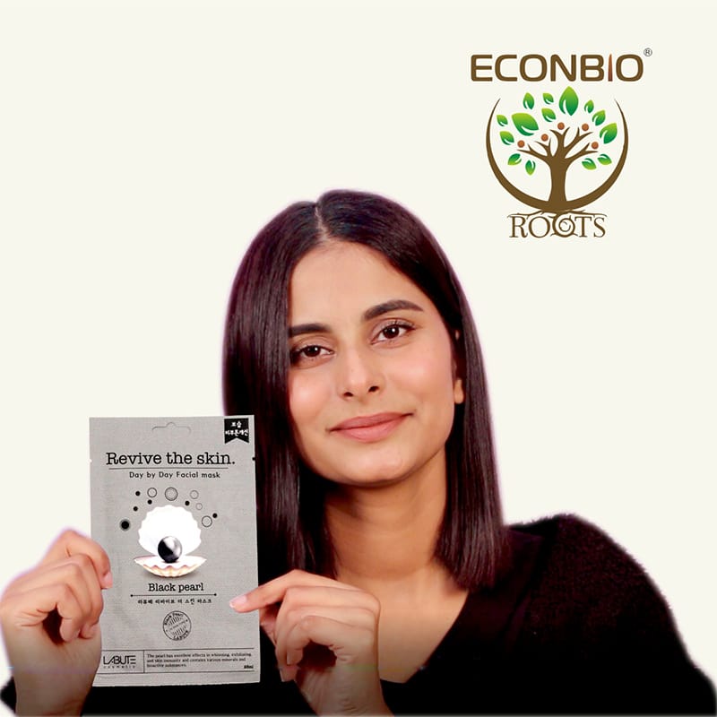 Orgenik: Shop Labute Black Pearl Facial Sheet Mask (Pack Of 5) - ECONBIO ROOTS from the brand ECONBIO ROOTS
