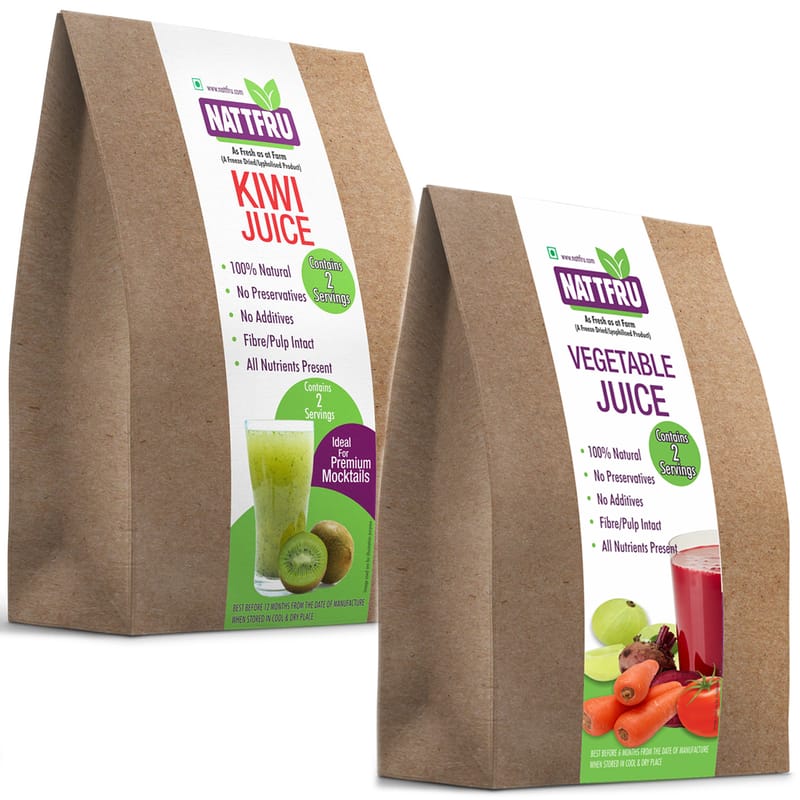 Orgenik: Shop Natural Kiwi and Vegetable Juice Powder - Combo Pack (80g + 60g) from the brand Nattfru