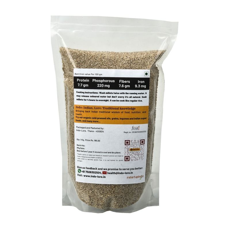 Orgenik: Organic Whole Grain Little Millet from brand Indo-Lore