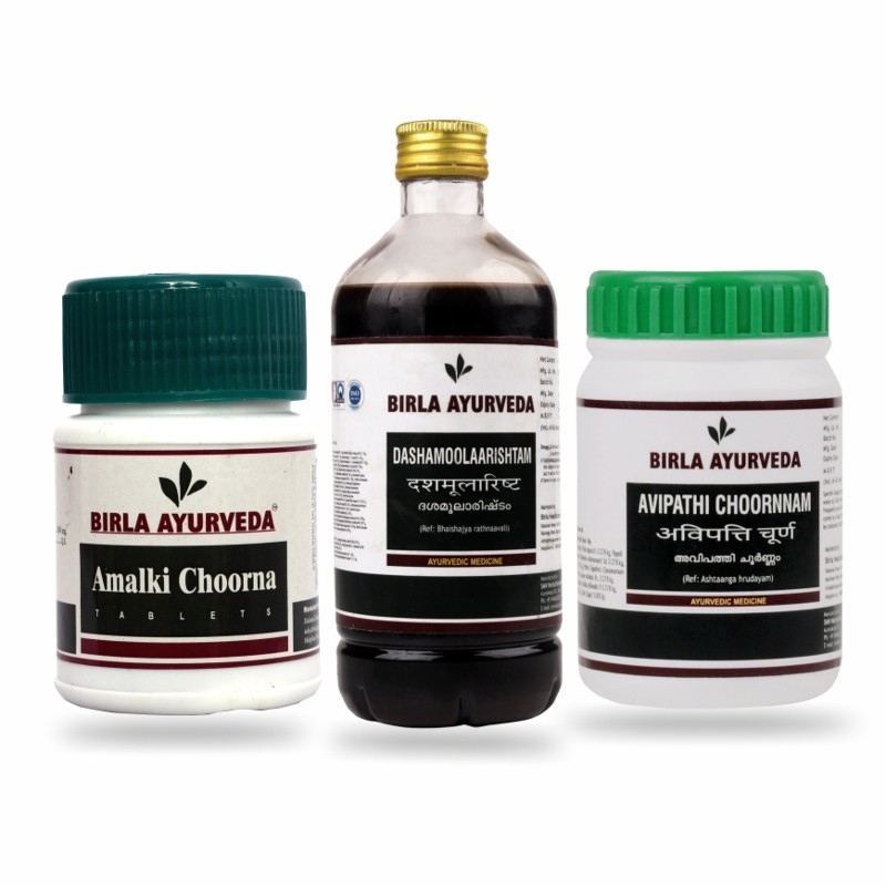 Orgenik: Shop Digestion Kit: Avipathi Choornam + Dashamoolaarishtam + Amalki from the brand Birla Ayurveda