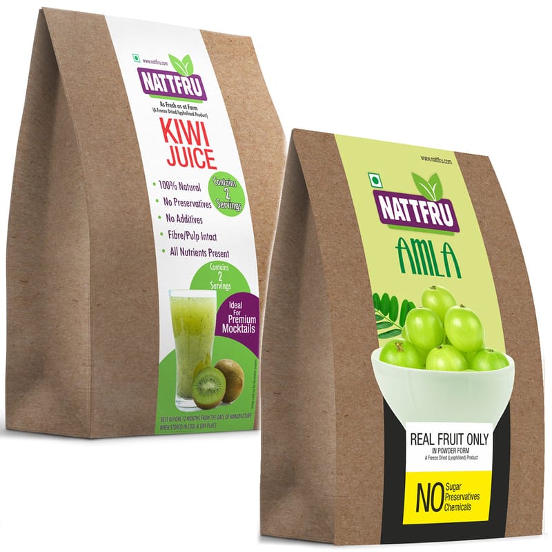 Orgenik: Shop Kiwi and Amla Juice Powder - Combo Pack (80g + 20g) from the brand Nattfru