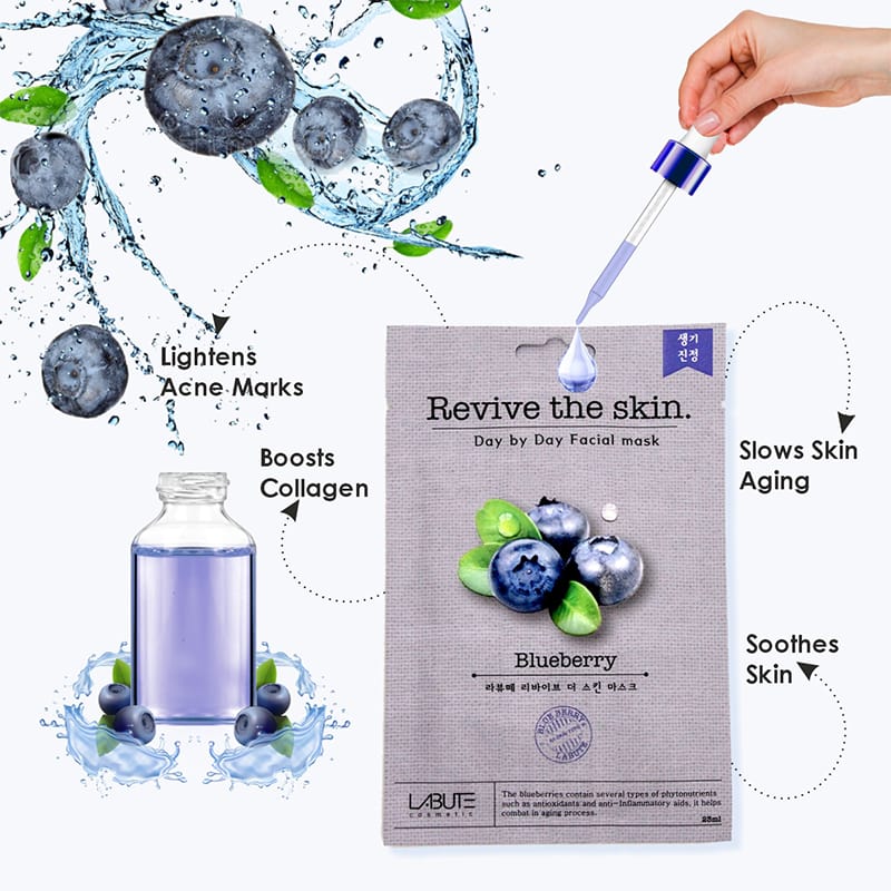 Orgenik: Shop Labute Blueberry Facial Sheet Mask (Pack Of 5) - ECONBIO ROOTS from the brand ECONBIO ROOTS
