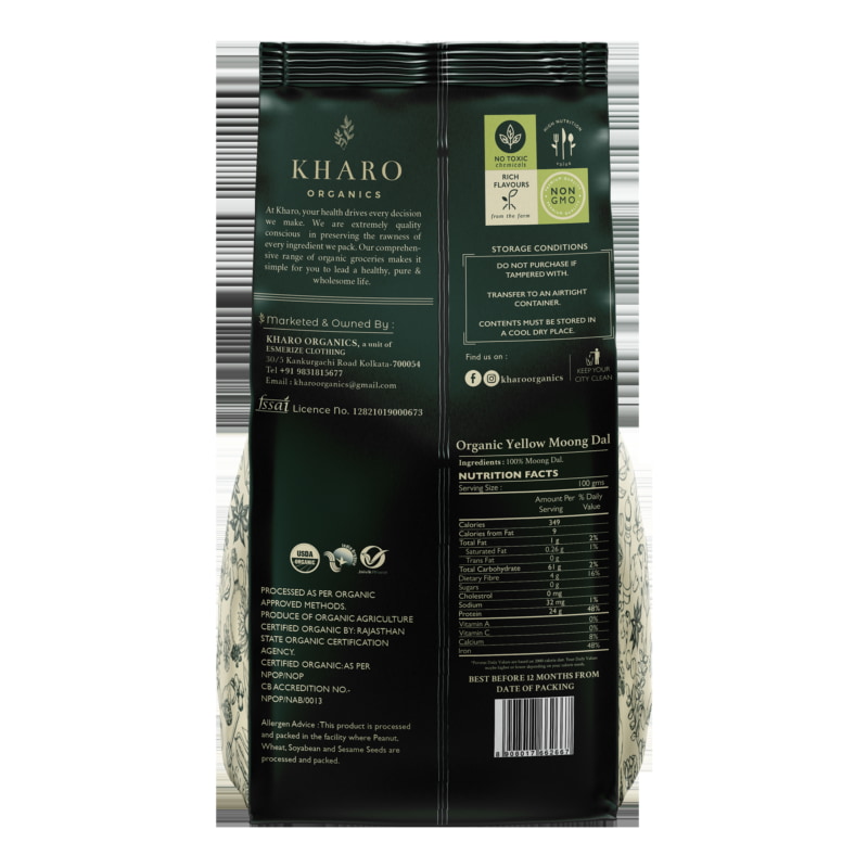 Orgenik: Shop Organic Yellow Moong Dal from the brand Kharo Organics