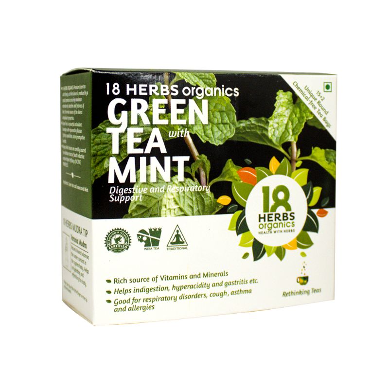 Orgenik: Green Tea with Mint from brand 18 Herbs Organics