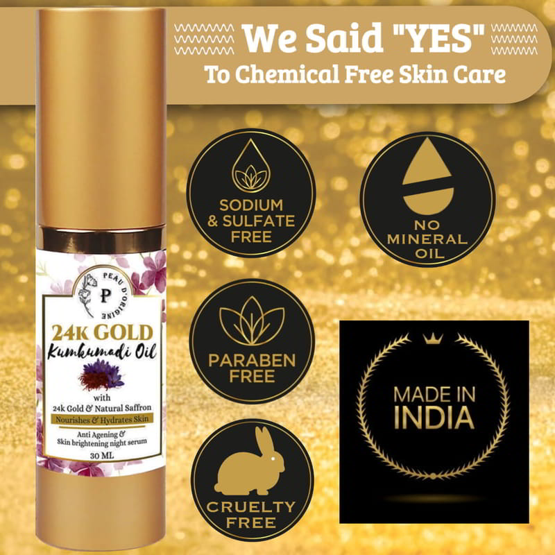 Orgenik: Shop Kumkumadi Oil for Face with 24K Gold Pure & Natural for All Skin Type from the brand Peau D'origine
