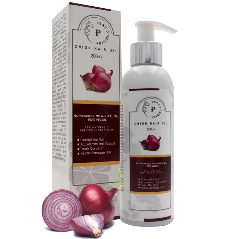 Orgenik: Shop Herbal Red Onion Seed Oil for Hair Growth Controls Hair Fall With 14 Vital Essential Oil No Mineral Oil from the brand Peau D'origine