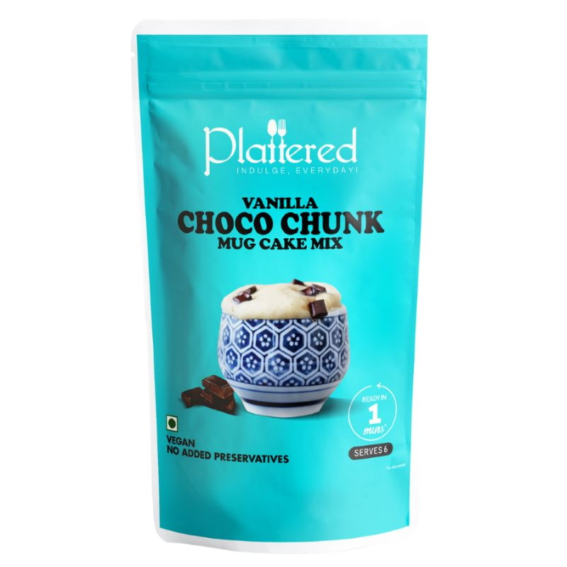 Orgenik: Shop Vanilla Choco Chunk Mug Cake Mix from the brand Plattered