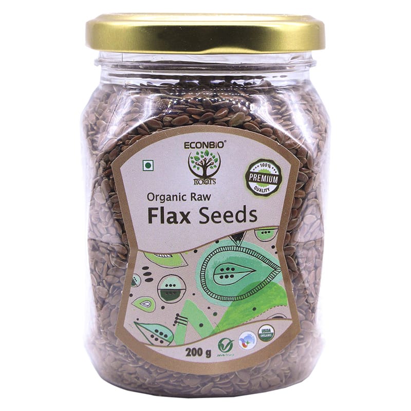 Orgenik: Shop Certified Organic Raw Flax Seeds 200g (Pack Of 2) - ECONBIO ROOTS from the brand ECONBIO ROOTS