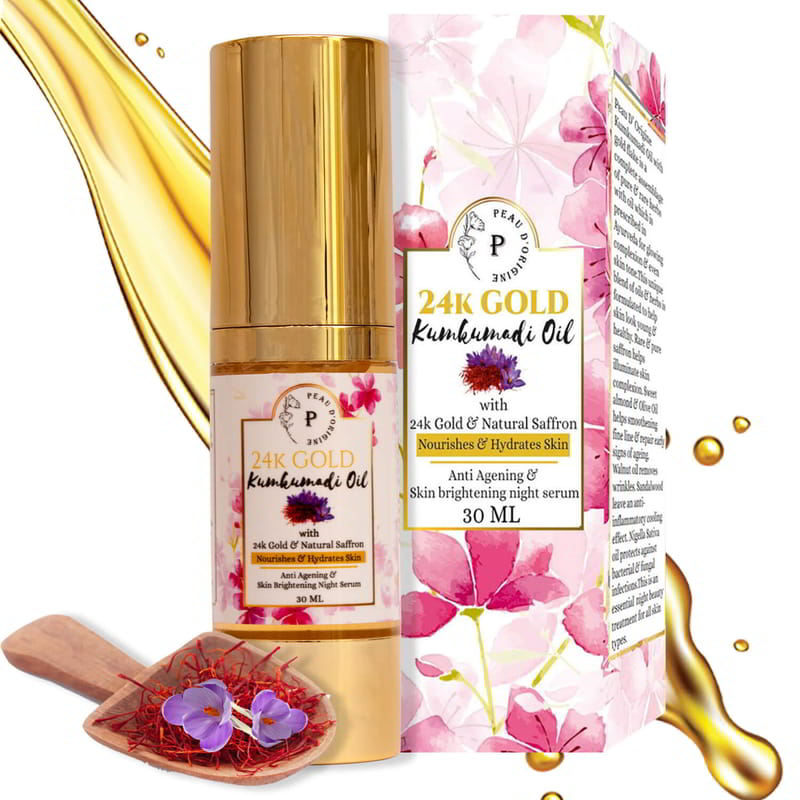 Orgenik: Shop Kumkumadi Oil for Face with 24K Gold Pure & Natural for All Skin Type from the brand Peau D'origine