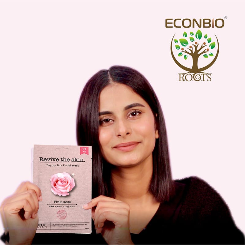 Orgenik: Shop Labute Pink Rose Facial Sheet Mask (Pack Of 5) - ECONBIO ROOTS from the brand ECONBIO ROOTS