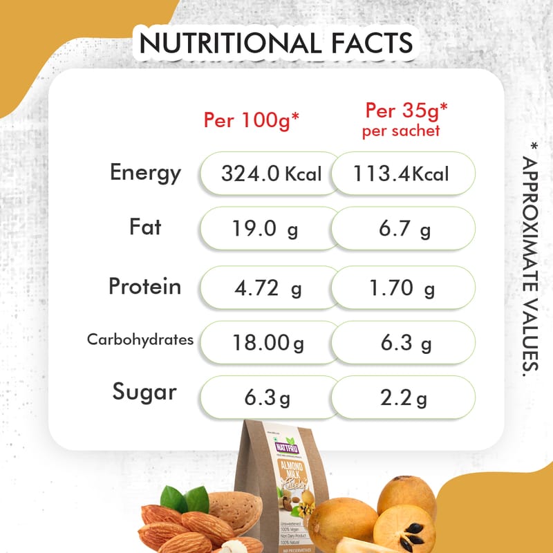 Orgenik: Shop Almond and Cheeku Milk Shake Powder 70g from the brand Nattfru
