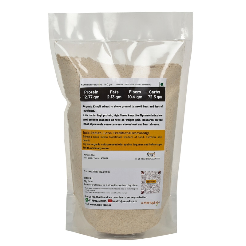 Orgenik: Certified Organic Khapli Flour from brand Indo-Lore