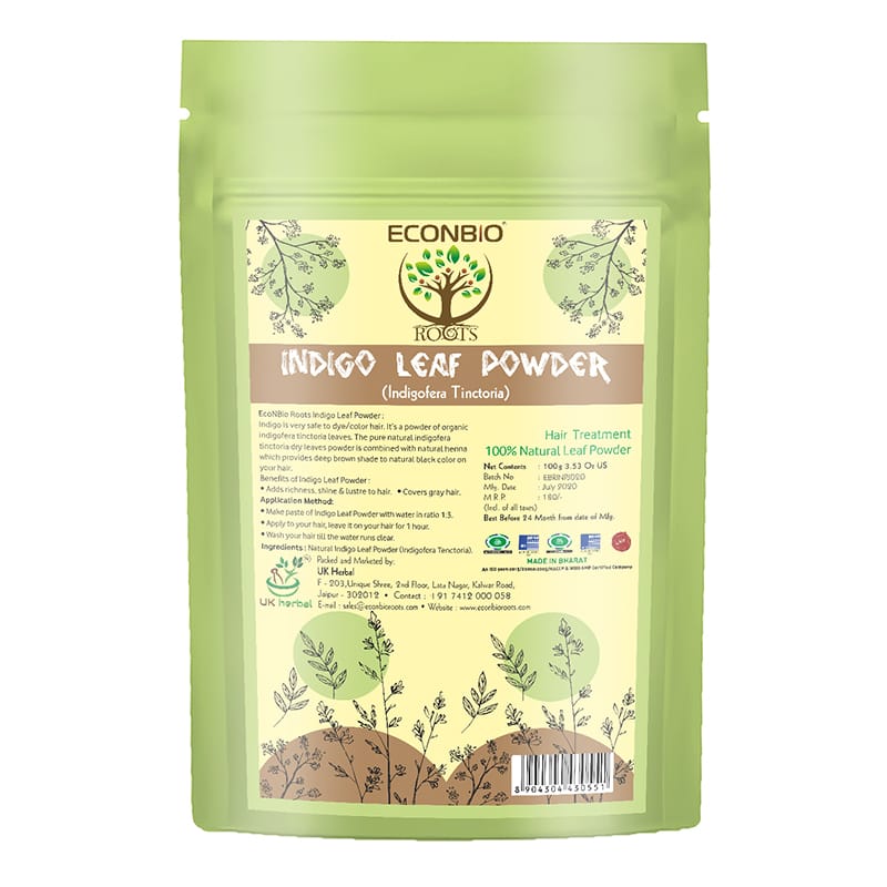 Orgenik: Shop Indigo Leaf Powder 100g (Pack Of 2) from the brand ECONBIO ROOTS