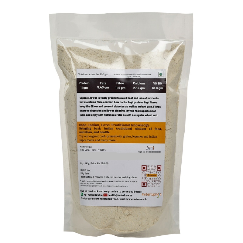 Orgenik: Certified Organic Jwari/ Jowar Flour from brand Indo-Lore