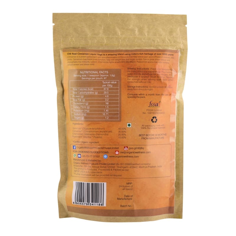 Orgenik: Shop Cinnamon Liquid Yoga 100 g Zipper Pack from the brand Organic Wellness