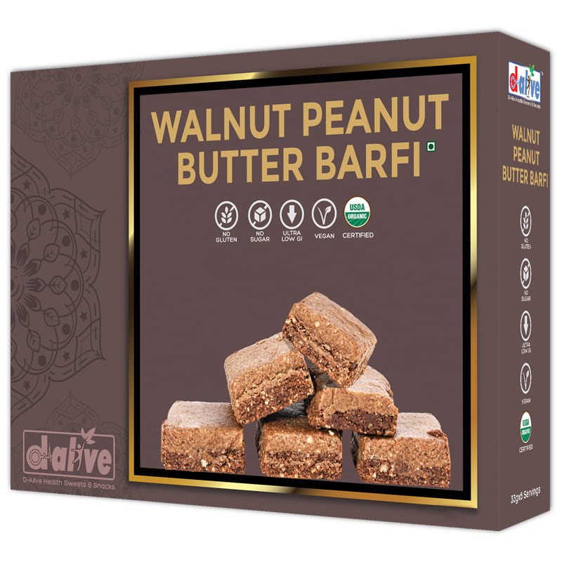 Orgenik: Shop Walnut Peanut Butter Burfi from brand D-Alive