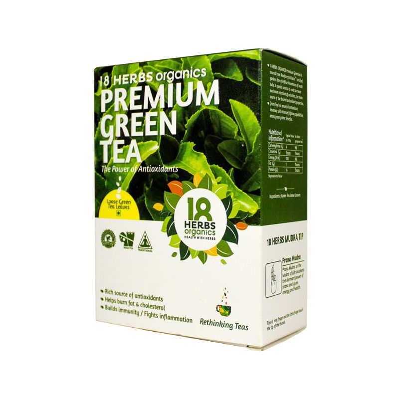 Orgenik: Premium Green Tea Loose Leaves 40 Grams from brand 18 Herbs Organics