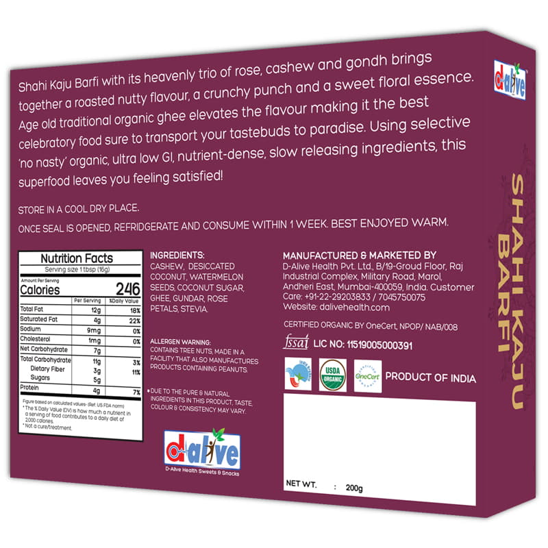 Orgenik: Shop Shahi Kaju Barfi from brand D-Alive