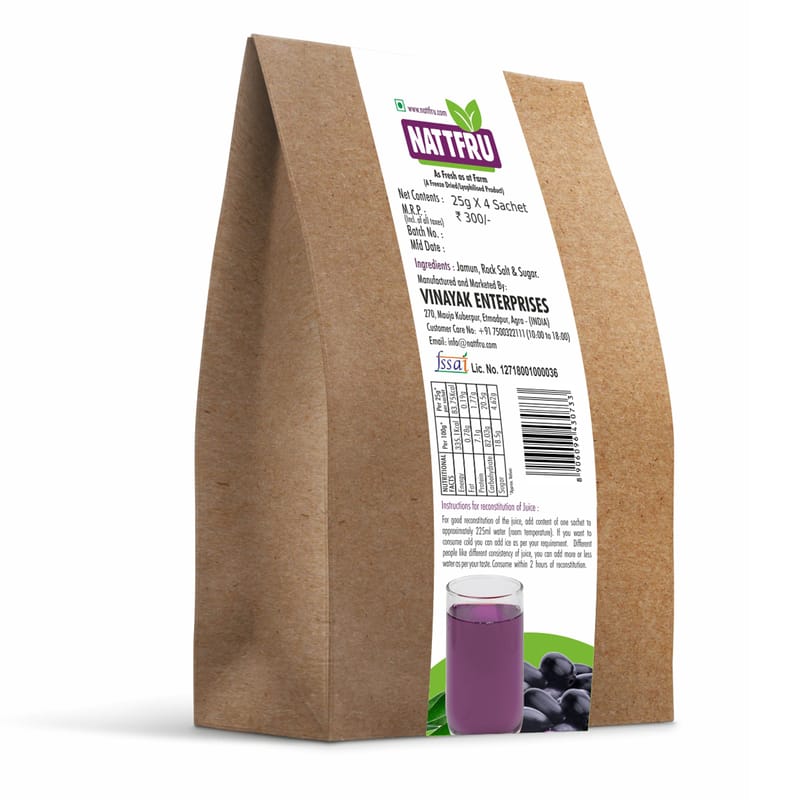 Orgenik: Shop Jamun (Black Plum) Fruit Juice Powder 100g from the brand Nattfru