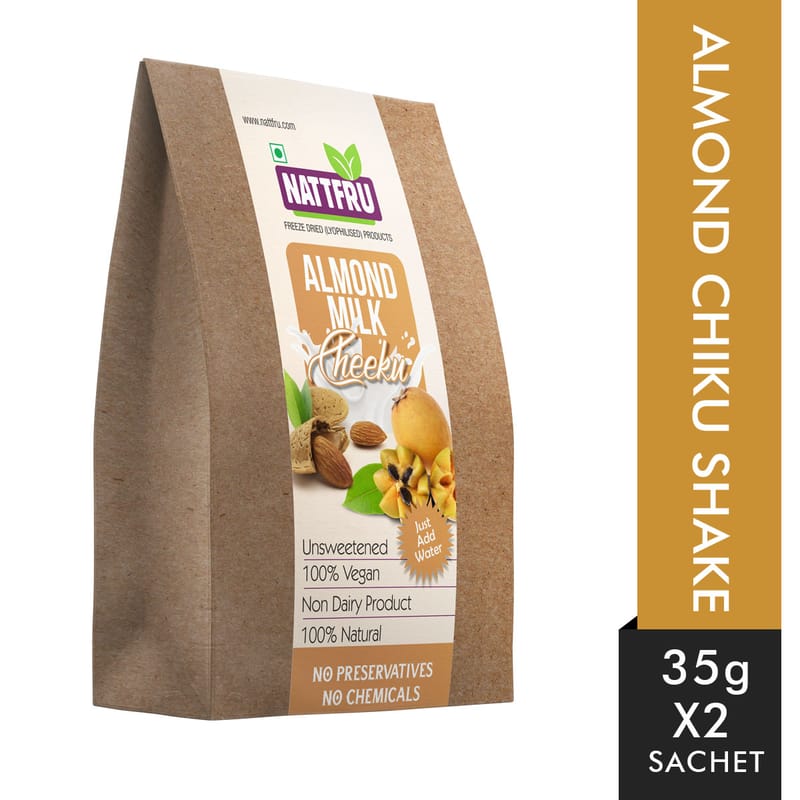 Orgenik: Shop Almond and Cheeku Milk Shake Powder 70g from the brand Nattfru