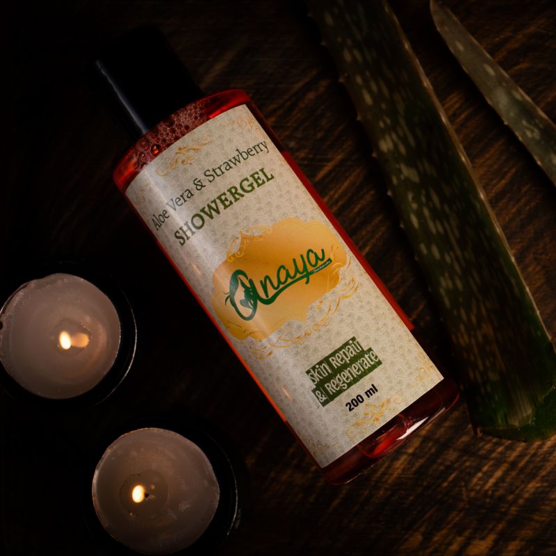 Orgenik: Aloe Vera & Strawberry Shower Gel with the Finest Ayurvedic Ingredients from the brand Anaya